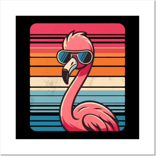 Cool Retro Flamingo in Sunglasses 70s 80s 90s Funny Flamingo Posters and Art